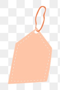 Clothing tag png sticker, doodle peachy blank clipart