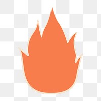 Fire png sticker, orange doodle clipart