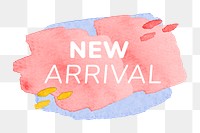 New arrival png badge sticker, watercolor brush stroke, shopping clipart