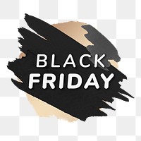 Black Friday png badge sticker, abstract brush stroke, shopping clipart