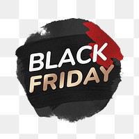 Black Friday png badge sticker, abstract brush stroke, shopping clipart