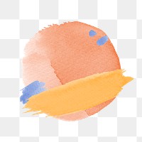 Watercolor badge png sticker, feminine orange brush stroke texture