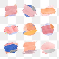 Watercolor badge png sticker, pastel brush stroke texture set