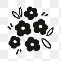 Black flower png sticker collage element 