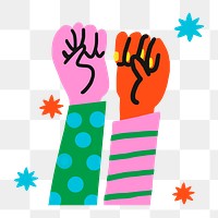 Raised hands solidarity png sticker collage element, empowerment concept