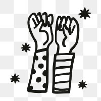 Raised hands solidarity png sticker collage element, empowerment concept