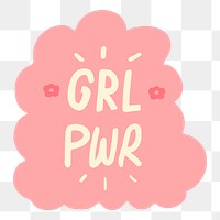 Girl power png sticker collage in pink speech bubble