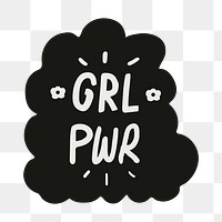 Girl power png sticker collage in black speech bubble