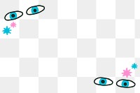 Blue eye border frame png, simple line art 