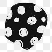 Polka dot shape png sticker, doodle clipart in black and white