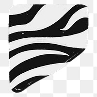 Zebra pattern png sticker, abstract shape with texture in black and white