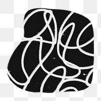 Black shape png collage element, abstract line art transparent clipart