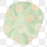 Polka dot shape png sticker, cute green paper texture doodle clipart