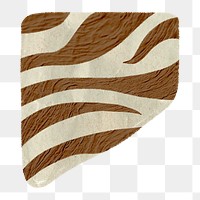 Zebra pattern png collage element, brown abstract shape with texture in earth tone