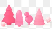 Pink Christmas png transparent background, 3D festive border design