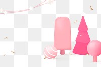 Pink Christmas png transparent background, 3D festive border design