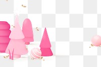 Pink Christmas png transparent background, 3D festive border design