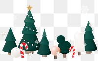 Winter png transparent background, 3D Christmas tree and candy cane