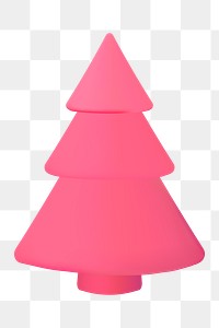 Pink Christmas tree png, 3D design, holiday decor clipart