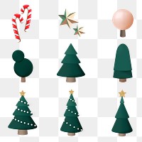 Christmas png 3D collage element set