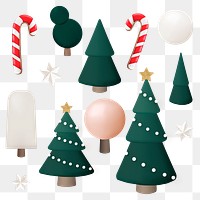 Christmas png 3D collage element set