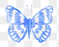 Watercolor butterfly png sticker, blue design element