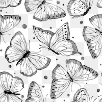Ink butterfly png pattern, transparent background