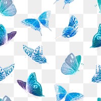 Neon butterfly png pattern, transparent background