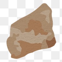 Png stone shape sticker, brown abstract design element