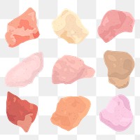 Stone shape png, pastel sticker set