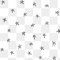 Star pattern png, transparent background, black doodle design