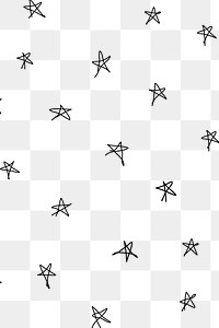 Star pattern png, transparent background, black doodle design