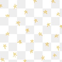 Star doodle pattern png, transparent background, yellow cute design