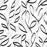 Leaf pattern png, transparent background, doodle ink design