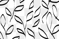 Botanical pattern png, transparent background, doodle ink design