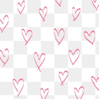 Heart doodle pattern png, transparent background, pink cute design