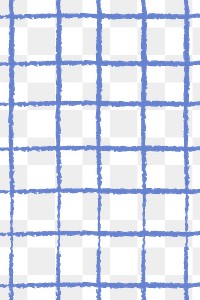 Grid doodle pattern png, transparent background, blue cute design