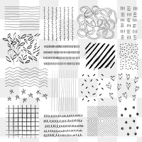 Doodle sticker png ink element set