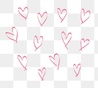 Pink hearts png doodle sticker, cute element