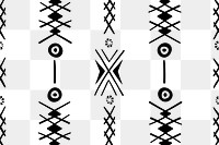 Tribal pattern png transparent background, black and white geometric design