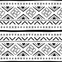 Pattern png, tribal seamless transparent background, black and white geometric style