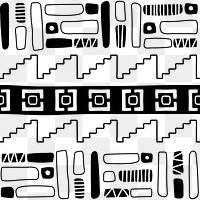 Tribal seamless pattern png, black and white geometric design, transparent background