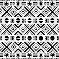 Ethnic seamless pattern png, black and white geometric design, transparent background