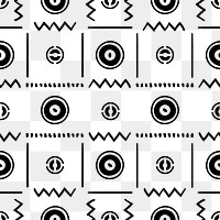 Pattern png, tribal seamless transparent background, black and white Aztec style