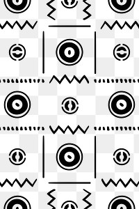 Pattern png, tribal design, black and white Aztec style, transparent background