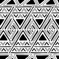 Pattern png, ethnic seamless transparent background, black and white Aztec style