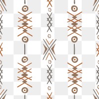 Tribal seamless pattern png, brown geometric design, transparent background