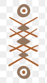 Tribal shape png, doodle sticker, brown geometric design