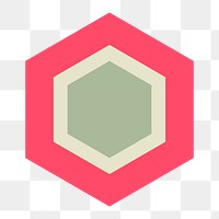 Retro png hexagon badge, geometric sticker, simple colorful clipart