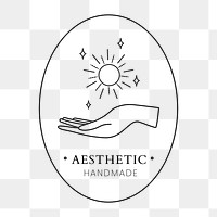 Aesthetic handmade logo png sticker, minimal line art design